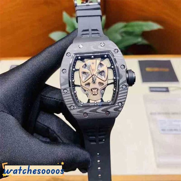 Mecánico de reloj mecánico de pulsera de alta calidad de lujo Relojes de pulsera Barril RM35-02 Skull R Carbon Fiber Shell Cape Men's
