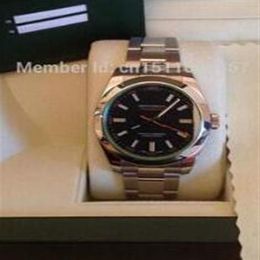 Montre-bracelet de luxe de qualité supérieure saphir Milgaus cadran noir 116400 en acier inoxydable automatique montre pour hommes montres 285J