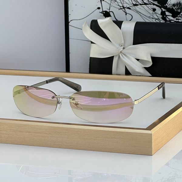 Gafas de sol de diseñador sin montura de lujo para mujer CHA71560 Gafas de sol Moda Espejo láser para exteriores Lentes multicolores Estilo Gafas Gafas retro con caja