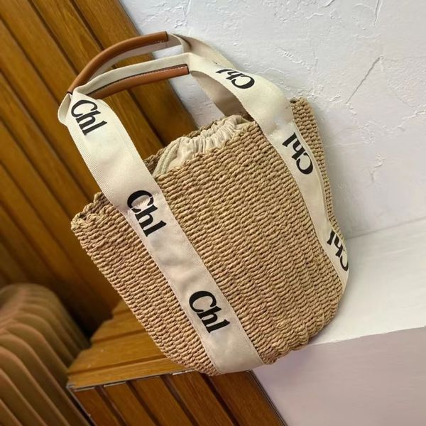 Bolso de rafia de paja de playa de lujo para mujer de calidad superior Hobo Woody tote basket Bolso de hombro para hombre Monederos de diseñador monederos bolsos de tejido de moda Crossbody embrague bolsos de cubo