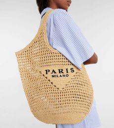 Luxury bakkenontwerp vrouwen tassen grote gevlochten raffia stro capaciteit casual draagtas handtas holle zomer strand vakantie schoudertas 0222v23