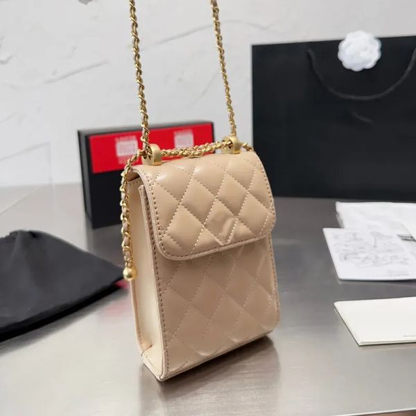 Sac à bandoulière de créateur de bacs de luxe avec crampon de réseau en diamant classique et sac de téléphone à balle dorée Mini mini sac à bandoulière à la mode à la mode pour femmes