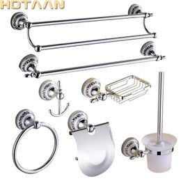 Luxe handdoekenrek wandmontage badkameraccessoireset keramische roestvrijstalen badbeslagsets chroom toiletborstelhouder 240219