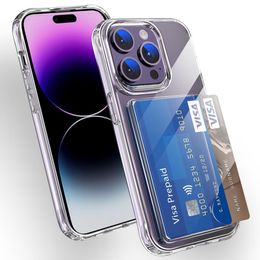 Étui portefeuille de luxe Transparent avec porte-cartes, étui de protection en TPU résistant aux chocs pour iPhone 14 15 13 12 Pro Max XR XS
