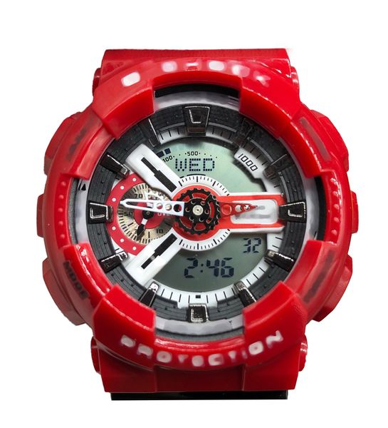 Reloj rojo transparente de lujo para hombres y mujeres Iluminación LED Reloj magnético a prueba de golpes Cronómetro de precisión Diseñadores de hora mundial Alta calidad con caja