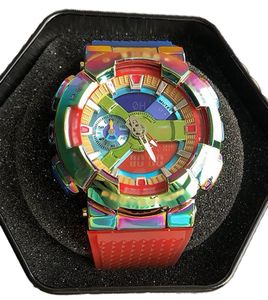 Luxe transparant rood heren dameshorloge LED-verlichting schokbestendig magnetisch waterdicht horloge Precisie stopwatch Wereldtijdontwerpers Hoge kwaliteit riemdoos Gm-110