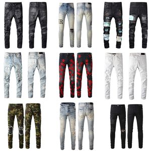 Amirs jeans designer herenjeans paarse merkjeans Slim Fit Casual Jeans Gat Licht Donkergrijs Herenbroek Straat Denim Nauwsluitende Rechte Buis Fietsjeans