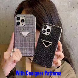 Luxe Triangle Designer diamanten telefoonhoesjes voor iPhone 15 Pro Max 14plus 14 11 11promax 12 12pro 13 13pro 13promax 14promax Modeontwerpers Diamond Designer Cover