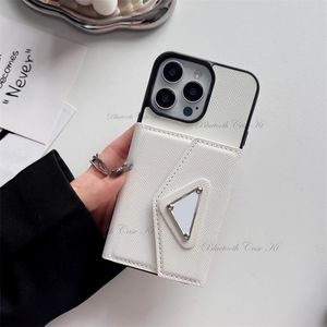 Fundas de teléfono con billetera de diseñador triangular de lujo para iPhone 15 14 13 12pro 11 Pro X Xs Max Xr 8 7 Plus Funda de cuero Samsung S21 S20 S10 S9 S8 Note 20 10 9 Funda con placa de identificación triangular