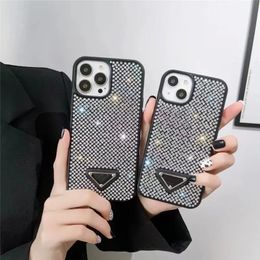 Luxe driehoek P mobiele telefoon kussens voor iPhone 14Plus 14Pro 13 13Pro 12 Pro Max 11 Clear Glitter Rhine Stone Case Bling Shiney Mobile Cover