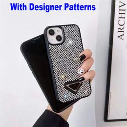 Luxe Driehoek P Designer Mobiele Telefoon Gevallen voor iPhone 14plus 14pro 13 12 Pro Max 11 Clear Glitter Rijnsteen Case Bling Shiney 13promax 12promax 11promax Back Cover