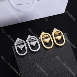 Boucles d'oreilles de pendentif triangulaire de luxe Double goujons d'oreille triangulaires Femmes Gold Earprops avec boîte