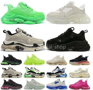 Luxe Triple S chaussures de sport hommes femmes baskets de créateur semelle transparente plate-forme blanche noire chaussures de sport gris rouge rose bleu Royal Neon Green hommes baskets de tennis