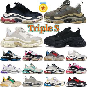 Luxe triple S jurk schoenen platform Casual sneaker triple zwart wit beige groen geel zilver rood pastel blauw mannen dames designer sneakers heren trainers