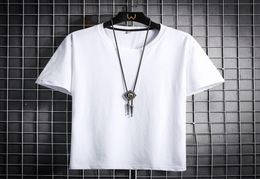 T-shirts de luxe 2021 été blanc à manches courtes jeunesse col rond solide noir Men039s Tshirt2720865