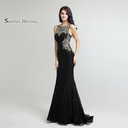 Lujo tul sirena cristales lentejuelas graduación espalda hueca 2020 Sexy pura blusa elegante Vestidos De fiesta noche ocasión vestido LX17308U