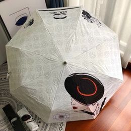 Luxe Paraplu Gedrukt Volautomatische vouwzonbescherming UV-paraplu Sunshade Paraplu's