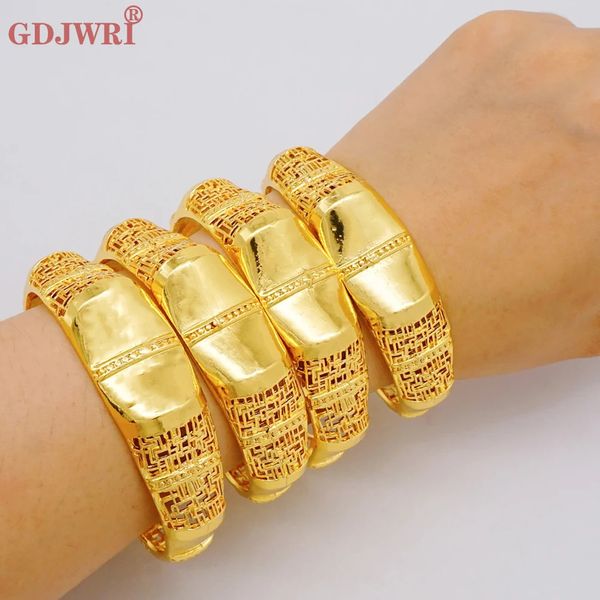 Bracelets de manchette de couleur or africain Unique de luxe de Dubaï pour les femmes charme arabe Bracelet éthiopien bijoux de mariage nigérians cadeaux 240219