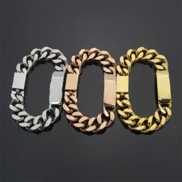 Bracelet de luxe v de haute qualité carré à quatre feuilles fleur chaîne épaisse bracelet mode hommes bracelet en acier titane 316L bracelet de créateur pour hommes