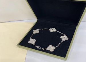 Luxury V Marque Clover Designer Charm Bracelets for Women 18K Gol White Red Blue Mother of Pearl Link 4 Leaf 5 Flowers Shining Cry4665663