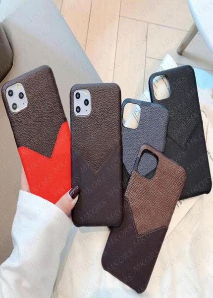 Fundas de teléfono con ranura para tarjeta estilo V de lujo para iPhone 13 13pro 12 12pro 11 Pro X XS MAX XR Funda antigolpes de moda Piel de cuero iPhone1382690464