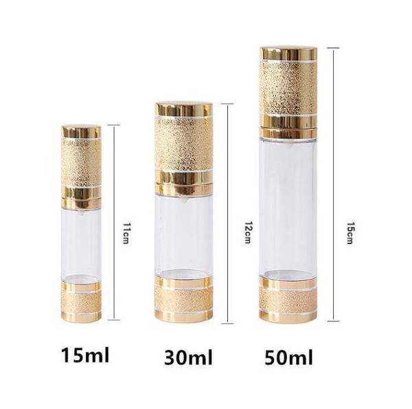 Bouteille de pompe sans air sous vide de luxe noir 10 ml 15 ml 30 ml 50 ml emballage cosmétique bouteilles vides pour soins de la peau lotion hydratante cosmétiques bouteille de distribution