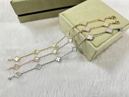 Lujo VAN marca trébol pulseras de diseño joyería plata 18K oro blanco nácar mini tamaño 6 hojas flores brazalete pulsera regalo de cumpleaños