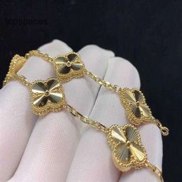 Luxur Van Clover Designer Pearl Pearl 4 Leafa de 18 km de oro láser encanto collar de brazaletes aretes de collar boda diamante a jewelr2923