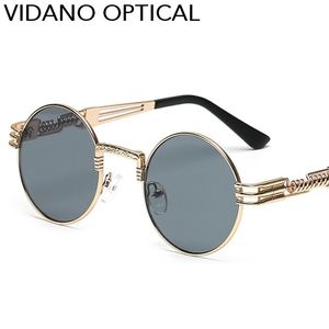 Luxe-Vidano optische ronde metalen zonnebril steampunk heren vrouwen mode bril merk designer retro vintage zonnebril UV400