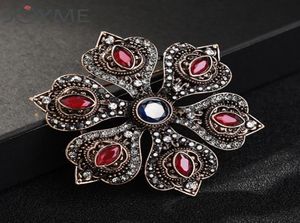 Broche Vintage de luxe femmes fleur rouge résine cristal Broches broche dames revers Hijab Corsage broche turc ethnique bijoux 3398977