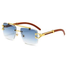 Luxe vintage randloze zonnebril man designer bril mannen gepolariseerde stralingsbescherming bril buitglok met doos vierkante carti zonnebril