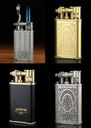 Luxury Vintage Style Classic Retro Design Scoupe Matchs Matchs Cigarette à jet Double Blue Scorch Flame Butane Windproof REF6201328