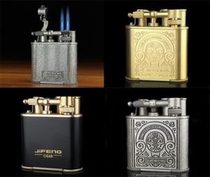 Luxury Vintage Style Classic Retro Design Scoupe Matchs Matchs Cigarette à jet Double Blue Scorch Flame Butane Windproof REF2360062