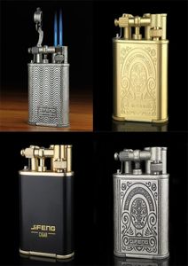 Luxury Vintage Style Classic Retro Design Square Matchs Torch Cigarette Cigarette Double Blue Scorch Flame Butane Windproof REF2578126