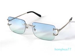 Lunettes de soleil de luxe vintage 0104 hommes conçoivent de petites lunettes rétro de forme carrée sans cadre UV400 lunettes or lentille de couleur claire