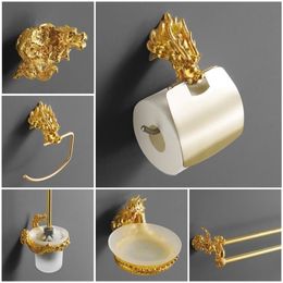 Luxe muurbevestiging Gold Dragon Design papieren doos houder toilet Gold Paper Holder Tissue Box Badkamer Accessoires MB-0950A T200425