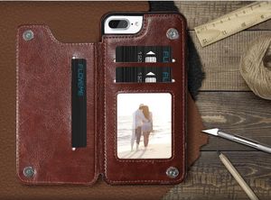Etui portefeuille de luxe pour iPhone 6 6S Plus X Type de support Porte-cartes en cuir Kickstand Flip Back Cover pour iPhone 7 7 Plus