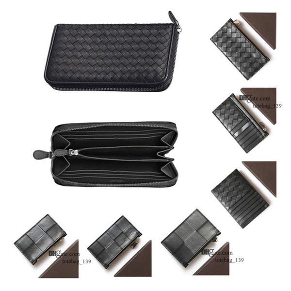 Portefeuille de luxe Intrecciato tissé Portefeuilles porte-cartes en cuir noir femmes sacs à main passeport pochettes porte-cartes portefeuille pour hommes design