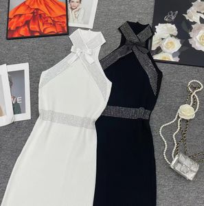 Luxe wangs ontwerper casual jurken vrouwen breisels ff klassieke letter afdrukken hoogwaardige dames slanke schouderjurk uit één stuk
