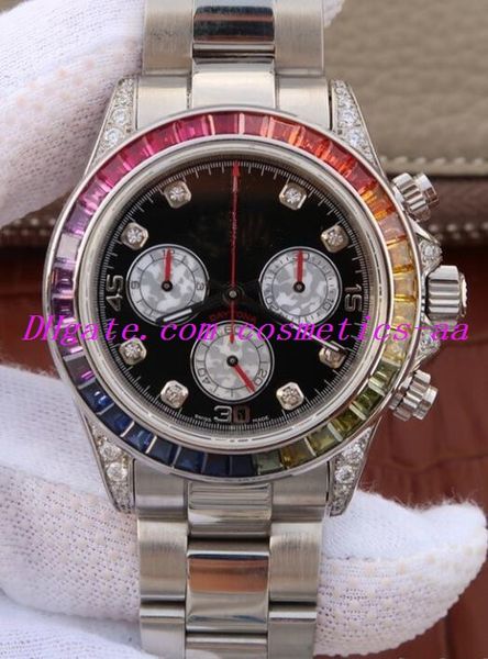 Montre de luxe 2 styles pour hommes cadran en diamant pour 116598 116599 RBOW marqueurs d'heure en diamant noir / or 40mm montres automatiques pour hommes de mode montre-bracelet