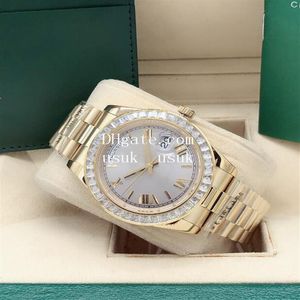 Reloj de lujo 20 estilo 41 mm bisel de diamante esfera negra romana oro rosa de 18 quilates 228396 3ATM resistente al agua reloj automático de moda para hombres 242S