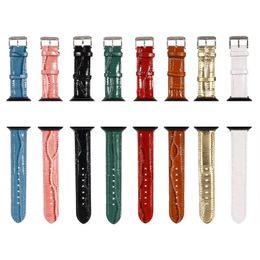 Luxe horlogeband Crocodile Patroon PU Lederen Strap voor Apple Horloge 38mm 40mm 42mm 44mm voor Iwatch Series 5 4 3 2 1 Band Polsband