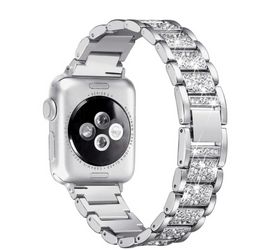 Cinturini per orologi di lusso per cinturino Apple Watch 49/45/44 / 42mm 41/40 / 38mm Accessori Cinturino per cinturino in metallo Cinturino in acciaio inossidabile per donna Cinturino con diamanti
