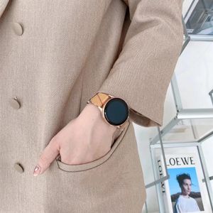 Luxury horlogebanden strap 20 mm 22 mm voor Samsung Galaxy Watch 4 Active 2 3 PU Lederen Doek Classic Business Bracelet Huawei Watchstrap GT 2/3/Pro Watchstraps for Women