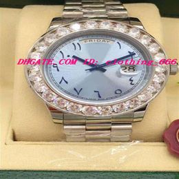 Роскошные часы с большим бриллиантовым безелем, автоматический механический механизм 228206, платина, 40 мм, ледяной синий арабский редкий циферблат, мужские часы Wristwat288L