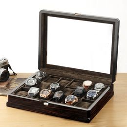 Luxe horlogedoos van puur hout Kist houten displaydoos Horloges organisator Vierkant glazen kast Verpakking 18-zits opbergdoos Man 240122