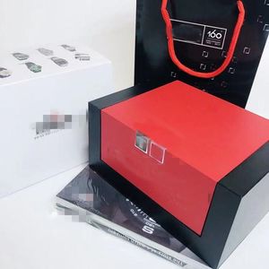 Cajas para relojes de lujo Cajas rectangulares de diseño en negro y rojo Caja de papel con etiquetas con certificado de originalidad Caja de regalo Tienda unisex