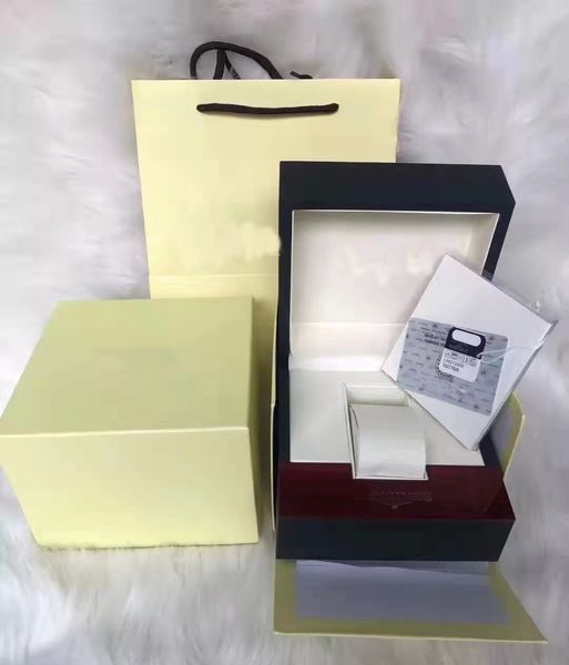 Boîtes de montre de luxe rectangulaires de styliste, boîtiers à motifs ondulés en bois marron, vitrines de rangement avec Logo de travail et certificat