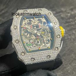 Luxe horlogemerk 2023 Moisanite top diamanten ijskoud kwaliteit rubberen riem automatisch mechanisch zelfopwindend vegen met doos ly