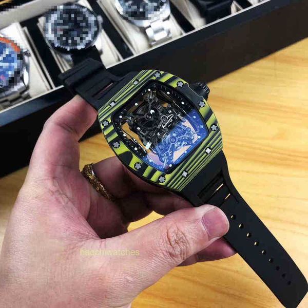 Reloj de lujo Fecha Negocio Ocio Fibra de carbono Reloj mecánico automático personalizado para hombre Ahuecado Moda Cinturón de moda Impermeable Grande GX3K